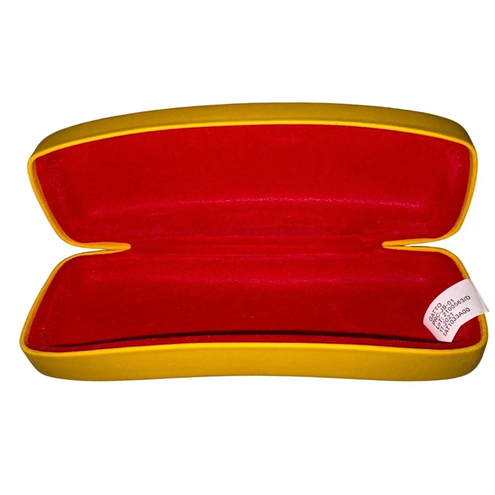 Ray-Ban Yellow Hard Eyeglass Sunglasses Case Red Felt Interior Clamshell